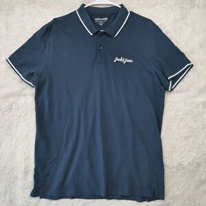 Jack & Jones Originals Polo Shirt Men's XL Faded Blue Logo Classic Golf